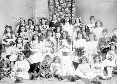 Photograph, Congregational Church with Young People including the Phillips Family girls