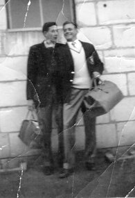 Photograph, Mr Eddie Pianta & Mr John Brown on the end of the season football trip 1960