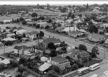 Photograph, Panorama of Stawell from the top of St. Matthew’s Spire with the  Childe Street and Wimmera Street intersection on the right