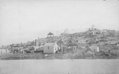 Photograph, West Scotchmans Mining Company Poppet Heads on Big Hill 1878