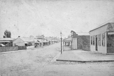 Photograph, Patrick Street near St Patricks Church from Upper Clemes Street looking towards Main Street 1878