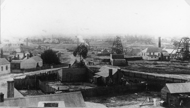 Photograph, Oriental Gold Mining Company c1880's.  Mining Scene looking North probably from Fire Station Tower