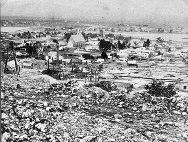 Photograph, Panaroma of the Mining Scene from Big Hill looking towards St Patricks Church