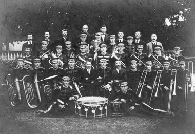 Photograph, Stawell Brass Band after winning the Ararat contest 1921