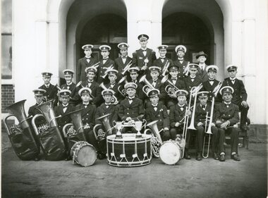 Photograph, Stawell Brass Band in front of Stawell Town Hall 1933
