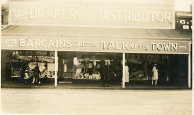 Photograph, O. Gilpin Drapery shops & later was part of the Albion Hotel in Upper Main Street Stawell