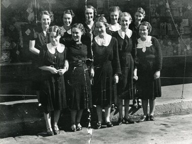 Photograph, O. Gilpin’s Drapers Staff in Upper Main Street Stawell 1937