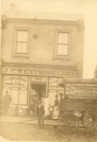 Photograph, Mr J.P. Westmoreland possibly not in Stawell with the Right hand photo showing a Wagon of Moran & Cato -- 2 Photos