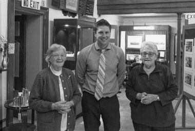 Photograph, President Dorothy Brumby -- N.G.S. C.E.O. Michael Bailey and Wendy Melbourne at Stawell Historical Society 2017