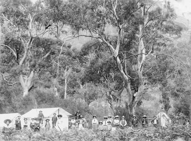 Photograph, Willoughby and Raitt families Picnicing & Camping in the Grampians in tents c1900