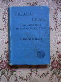 Book, Hanson & Hart, English Ideals, Selections from English prose and verse by Hansen & Heart, 1860's