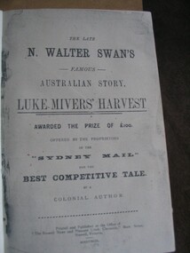 Book, N. Walter Swan, Luke Mivers Harvest by N Walter Swan, 1878