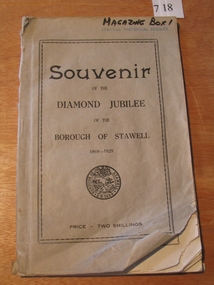 Book, Borough of Stawell, Souvenir of the Diamond Jubilee of Borough of Stawell 1869 – 1929, 1929