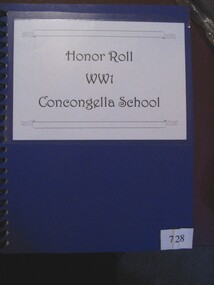 Book, Stawell Historical Society, Concongella Honour Roll WW1 Concongella School, 1919