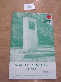 Book, O.V. Carter, Mr Walter Zumstein, Pioneer, 1967