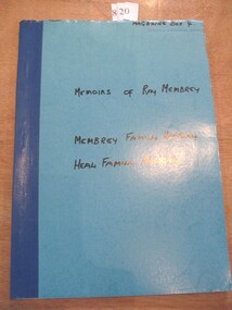 Book, Ray Cox, Memoirs of Raymond Membrey - Membrey Family History - Heal Family History, 1991