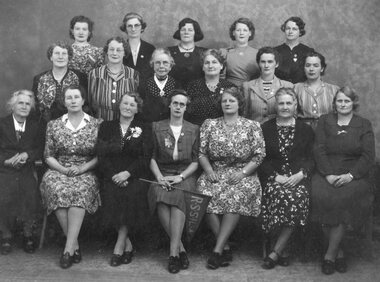 Photograph, Group of Ladies from the R.S.S. & AILA Auxiliary c1940's -- names in the paperwork