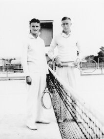 Photograph, Mr A.E. Neil & Mr L.W. Heal on a tennis Court -- Tennis Premiers 1932-33