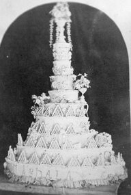 Photograph, Magdala Cake, baked at Victoria Bakery in Patrick Street by Mr J. Walker c1881