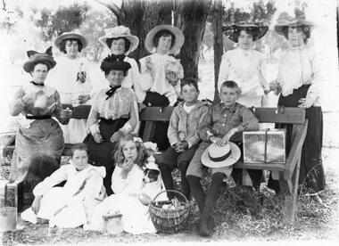 Photograph, Unknown persons at a picnic in a bushland setting c1900's