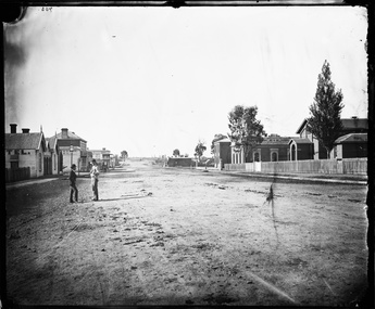 Photograph, Longfield Street Stawell with buildings on both sides by Holtermann April  1874