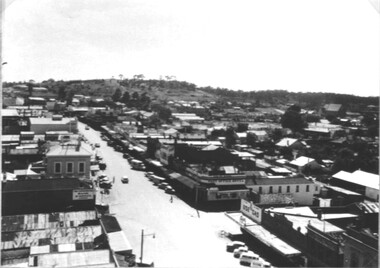 Photograph, Lower Main Street looking East from the Town Hall clock tower 1965