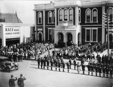 Photograph, Crowd assembled for Special Occasion at the Town Hall c1935