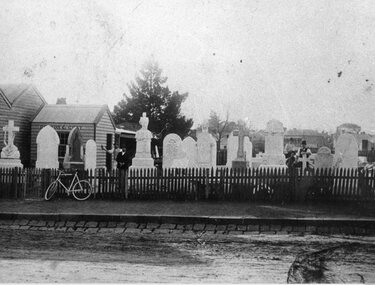 Photograph, Robson & Gray Monumental Yards in Lower Main Street Stawell looking from Lower Main Street looking towards Barnes Street c1910