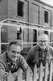 Photograph, Literary Institute Restoration with the President of Historical Society Mr Cliff Loats on the left & the former Treasurer Mr John Van Leeuwen on the right 1989