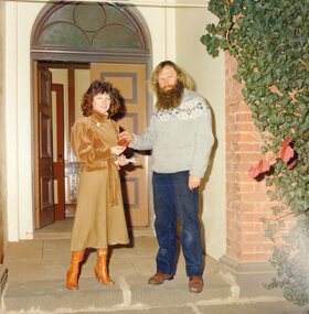 Photograph, Stawell Historical Society Inc. Opening at the Pleasant Creek Courthouse with Mrs Merril Bowers and Mr John Muller 1981