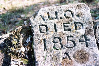 Photograph, Unknown persons Headstone in the Ironbarks Forest Stawell