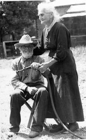 Photograph, Mr Edward Stephen & Mrs Margaret Stephens nee Unknown in their garden 1940