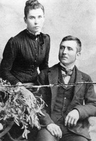 Photograph, Mrs Rose Mallack nee James with brother Mr Arthur Henry James c1900 -- Studio Portrait
