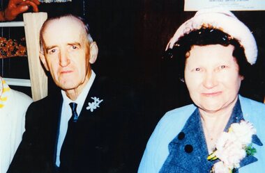 Photograph, Mr Winslow Cameron & Mrs Doris Cameron nee Unknown --  grandparents of Greg Cameron, a Historical Society Member 1965 -- Coloured