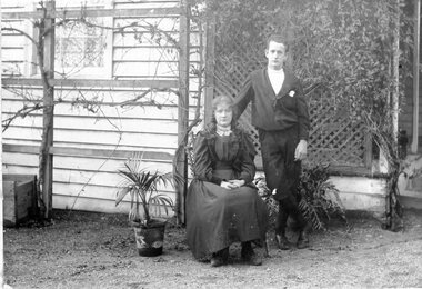 Photograph, Mr R. M. & Miss M. C. Telford taken at their home in Scallan Street c1895