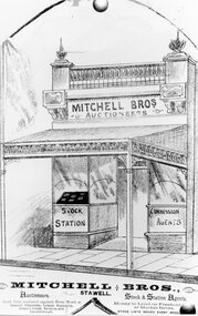 Drawing, Mitchell Bros., Auctioneers in Main Street Stawell  c1890 -- Sketch