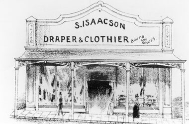 Drawing, Mr S. Isaacson, Draper & Clothier in Main Street Stawell c1890 -- Sketch