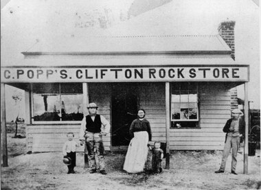 Photograph, Mr C. Popp’s Clifton Rock Store on the the corner of Newington Road and Sophia Street Stawell