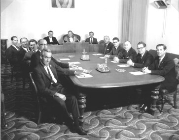 Photograph, Stawell Town Councillors seated around board table 1970
