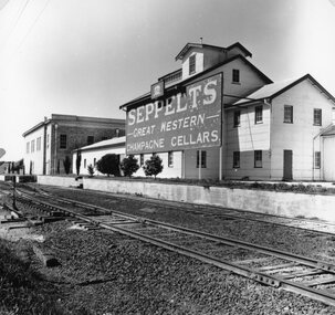 Photograph, Seppelts Champagne Cellars in Great Western with rail link to Winery