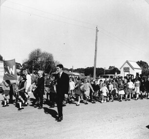 Photograph, Great Western Primary School Centenary with students marching in procession 1967