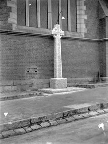 Photograph, Holy Trinity Anglican Church's Granite Celtic Cross -- erected 1945