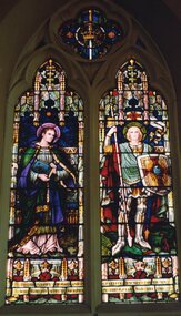 Photograph, Holy Trinity Anglican Church Stained Glass Windows -- Grateful Remembrance of the men who made the supreme sacrifice in the Great War 1914-1918 -- Coloured