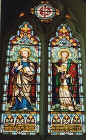 Photograph, Holy Trinity Anglican Church Stained Glass Windows --  In memory of the Hon. W. H. Pettett M.L.C. who arrived in this colony 1837 died 3rd Dec. 1871 -- Coloured