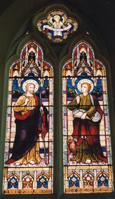 Photograph, Holy Trinity Anglican Church Stained Glass Windows -- In memory of Rev James Stone and his beloved wife Septima -- Coloured