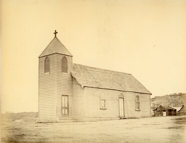 Photograph, Wooden Catholic Church, Reefs Pleasant Creek, built about 1865