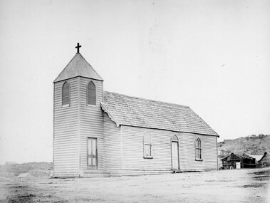 Photograph, Wooden Catholic Church, Reefs Pleasant Creek, built about 1865