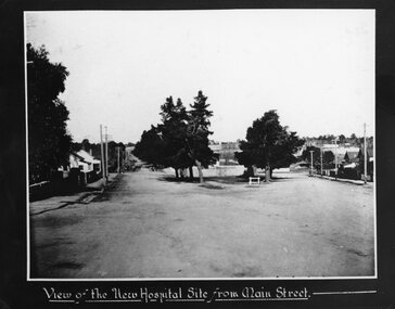 Photograph, Stawell Hospital under construction looking from the Main Street and Wimmera Street intersection
