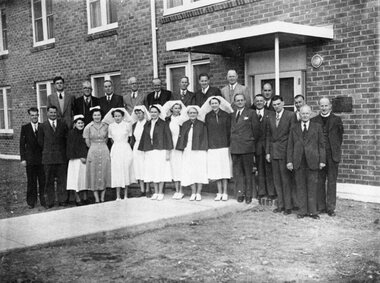 Photograph, Stawell Hospital Nurses Home Opening with Doctors Nurses and Committee 1956