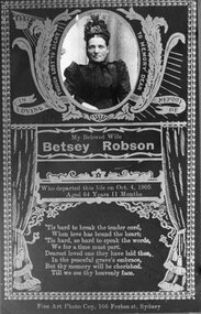 Photograph, Mrs Betsey Robson nee Unknown's Memorial Card 1905